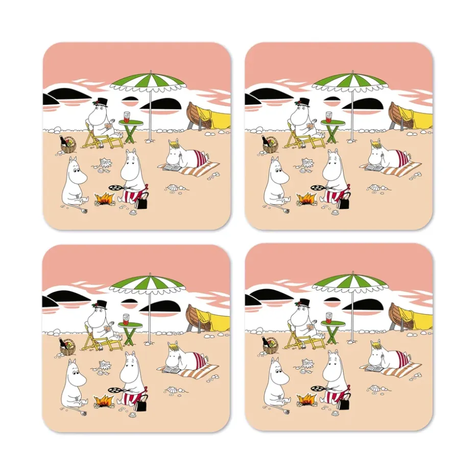 Moomin glasonderzetter zomer 2021 4-pack, Abrikoos-zand