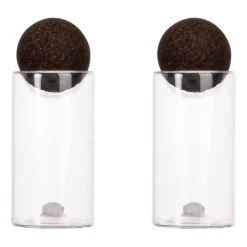 Nature zout- en peperstel met kurkbal 2-pack, Transparant-donkerbruin