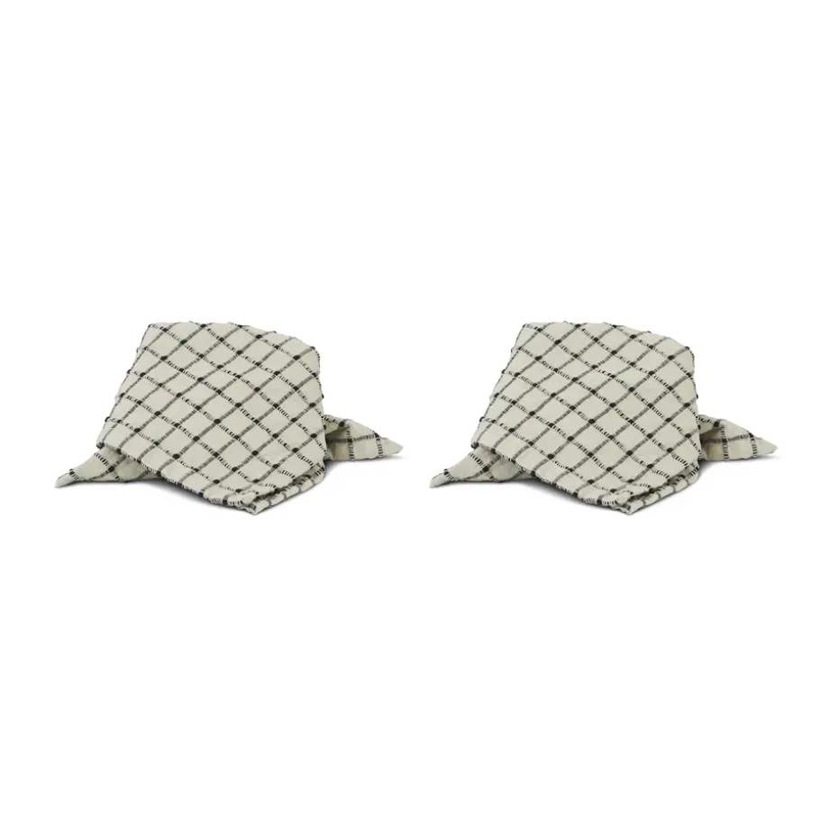 Noor servet 40x40 cm 2-pack, Zwart-offwhite