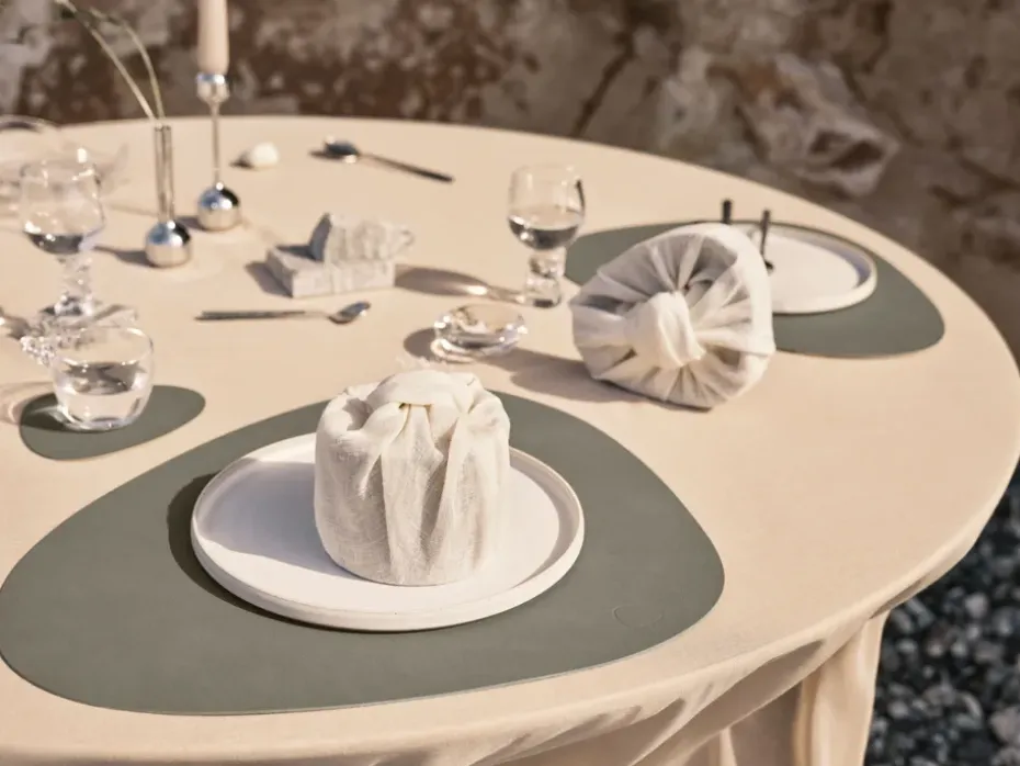 Nupo placemat keerbaar curve L 1 St., Linen-Flint grey