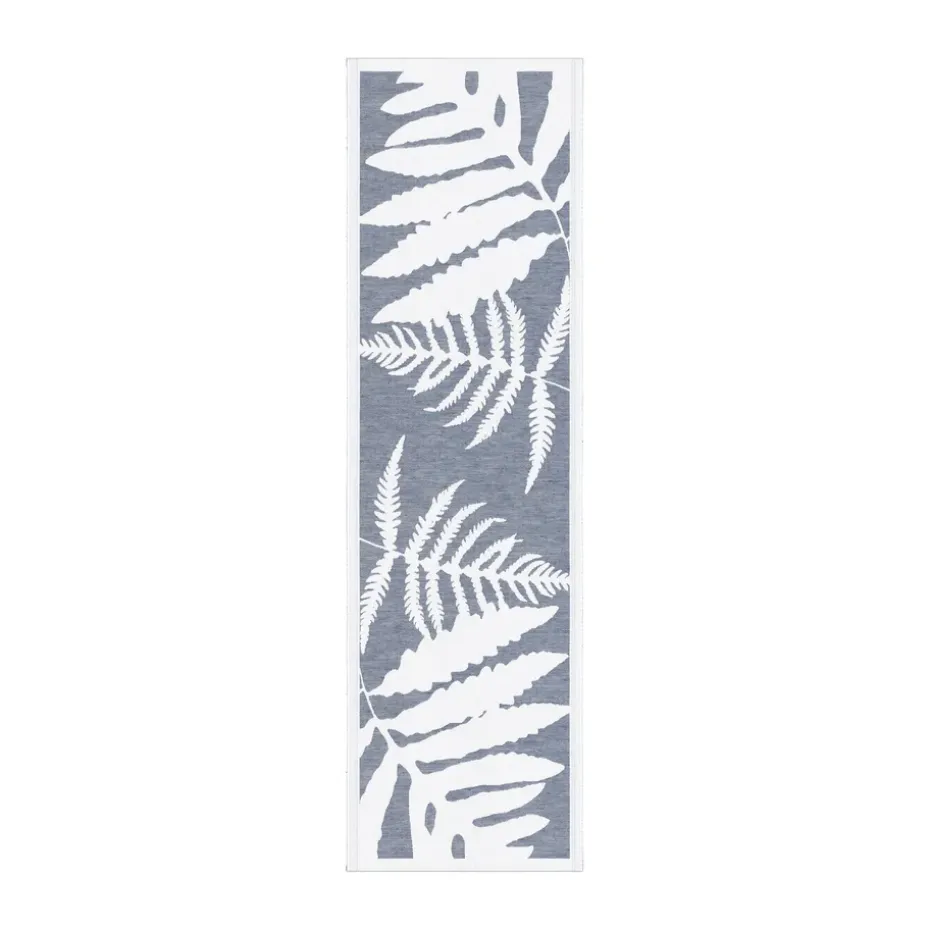 Ormbunkar tafelloper 35x120 cm, Blauw-wit
