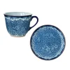 Ostindia Floris beker 40 cl en bord Ø20 cm, Blauwn