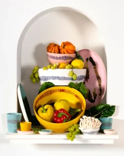 Ottolenghi Feast saladeschaal Ø27,5 cm, Yellow stripes-red