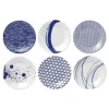 Pacific bord blauw 6-delig, 23 cm