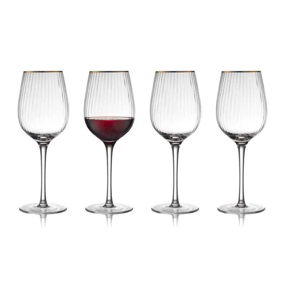 Palermo Gold rodewijnglas 40 cl 4-pack, Transparant-goud