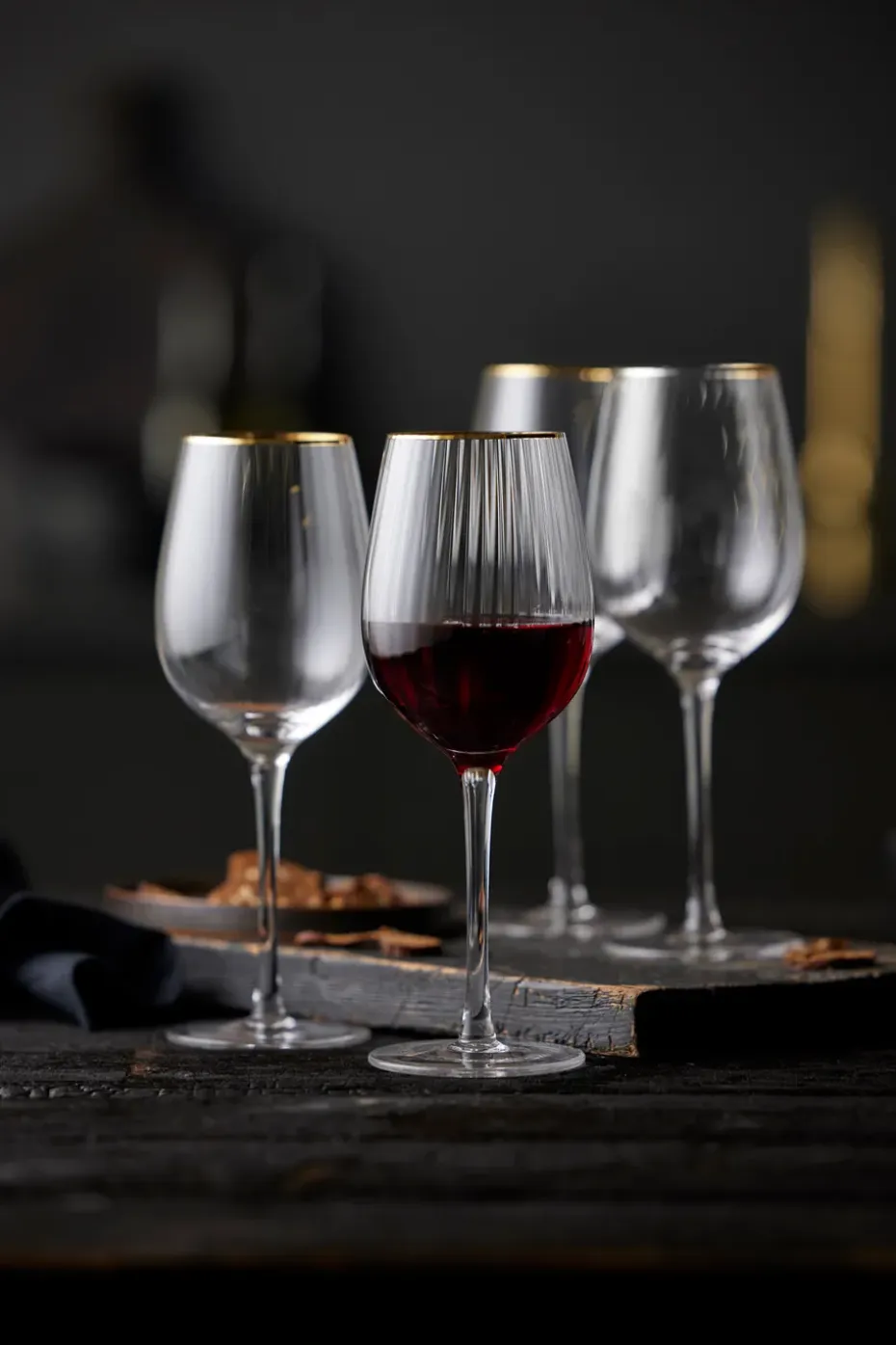 Palermo Gold rodewijnglas 40 cl 4-pack, Transparant-goud