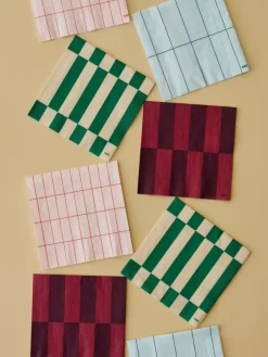 Pattern Dinner servet 40x40 cm 20-pack, Light blue-blue grid