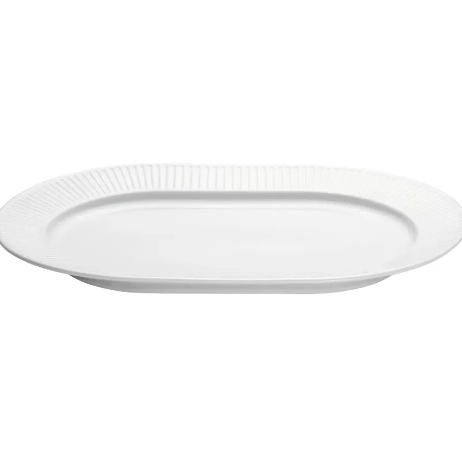 Plissé serveerbord ovaal, Wit