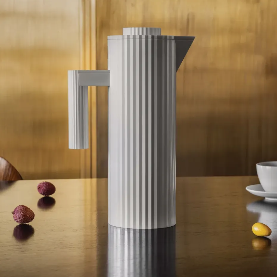 Plissé thermoskan 1 L, Wit