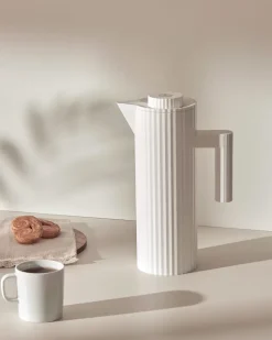 Plissé thermoskan 1 L, Wit