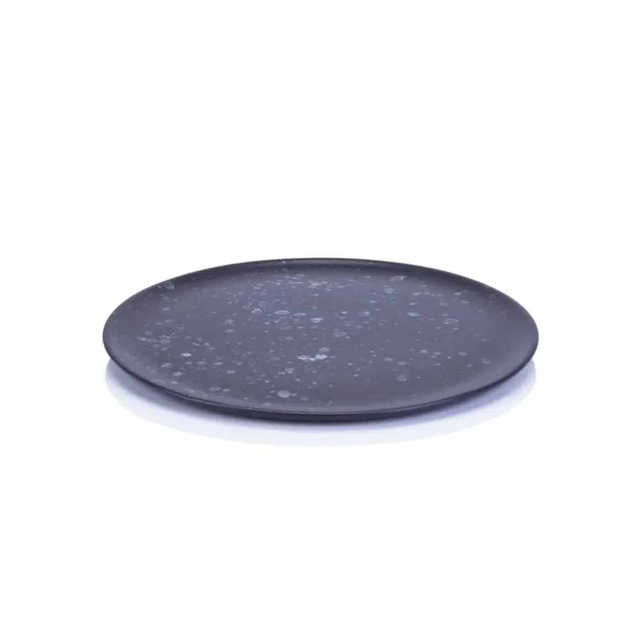 Raw bord 23 cm, zwart met stippen