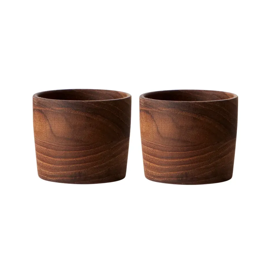 Raw eierdop teakhout 2-pack, Bruin
