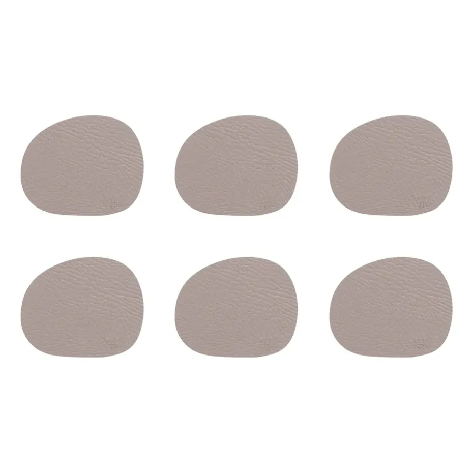 Raw glasonderzetters leer 6-pack, Dusty rose (roze)