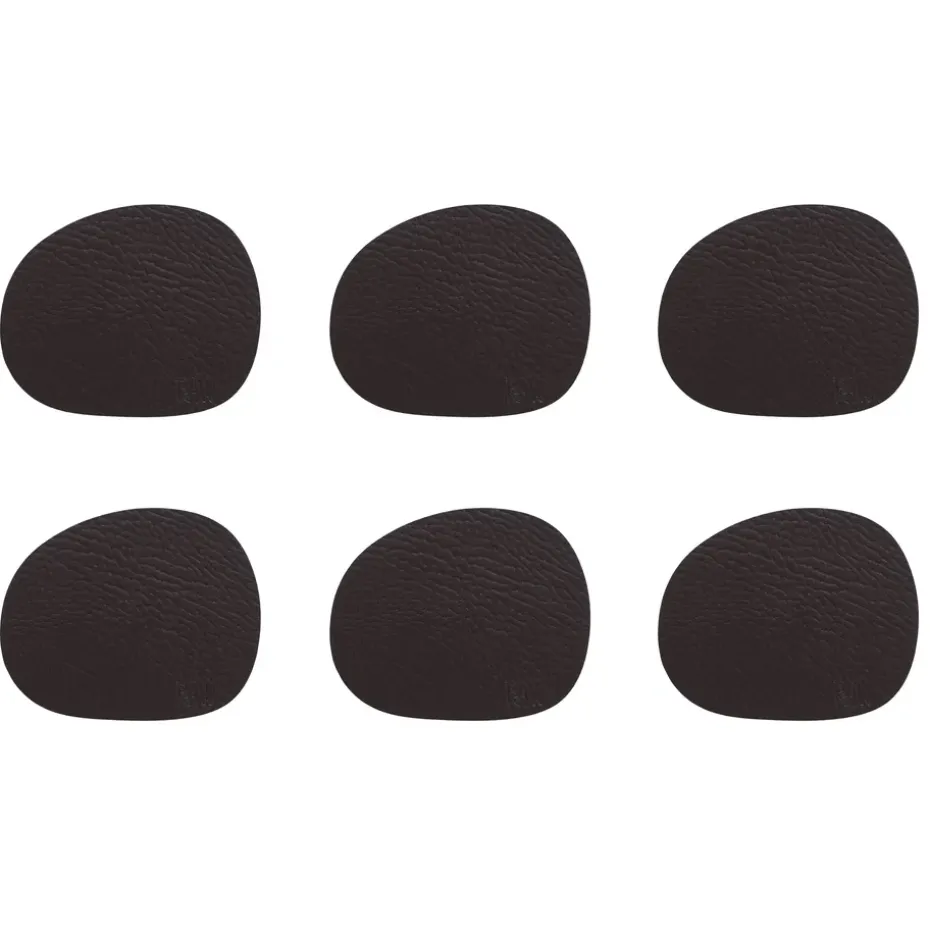 Raw glasonderzetters leer 6-pack, Brown buffalo (bruin)