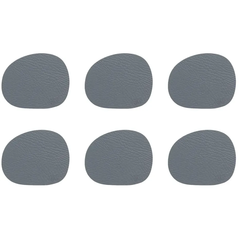 Raw glasonderzetters leer 6-pack, Grey buffalo (grijs)