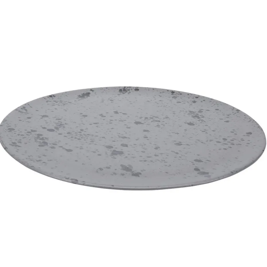 Raw serveerbord Ø34 cm., grijs met stippen