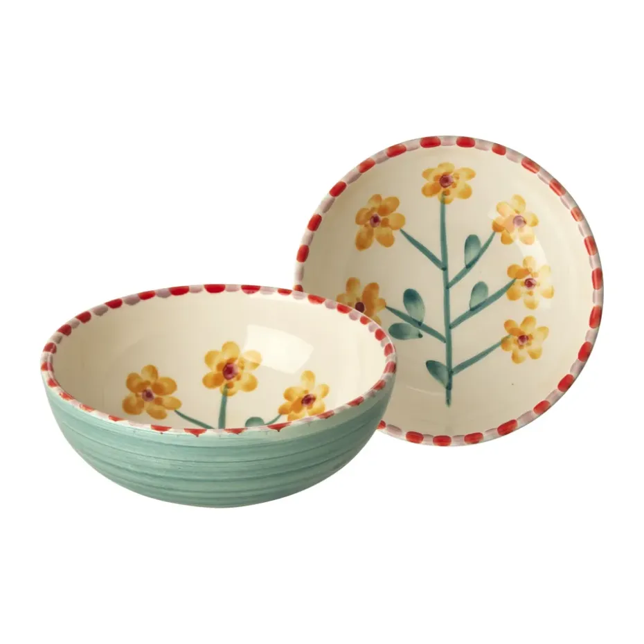 Rice keramiekschaal 35 cl, Yellow Flower-jade