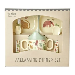 Rice kinderservies 4-delig, Sweet Jungle Print-Cream