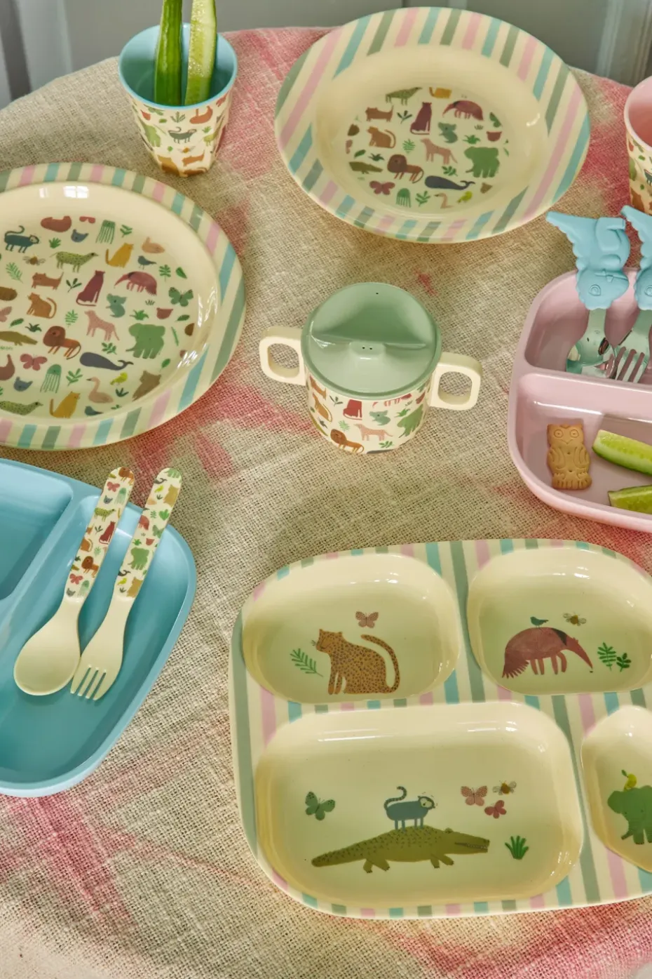 Rice kinderservies 4-delig, Sweet Jungle Print-Cream