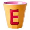 Rice melaminebeker medium letter E 30 cl, Apricot