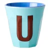 Rice melaminebeker medium letter U 30 cl, Mint