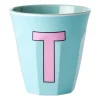 Rice melaminebeker medium letter T 30 cl, Mint