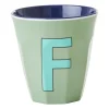 Rice melaminebeker medium letter F 30 cl, Khaki