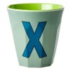 Rice melaminebeker medium letter X 30 cl, Khaki