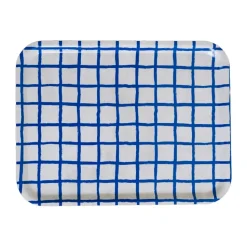 Rutig dienblad 33x43 cm, Blue