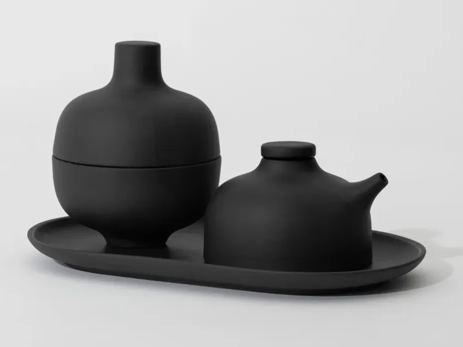 Sand bord ovaal 12,5x20 cm, Black clay