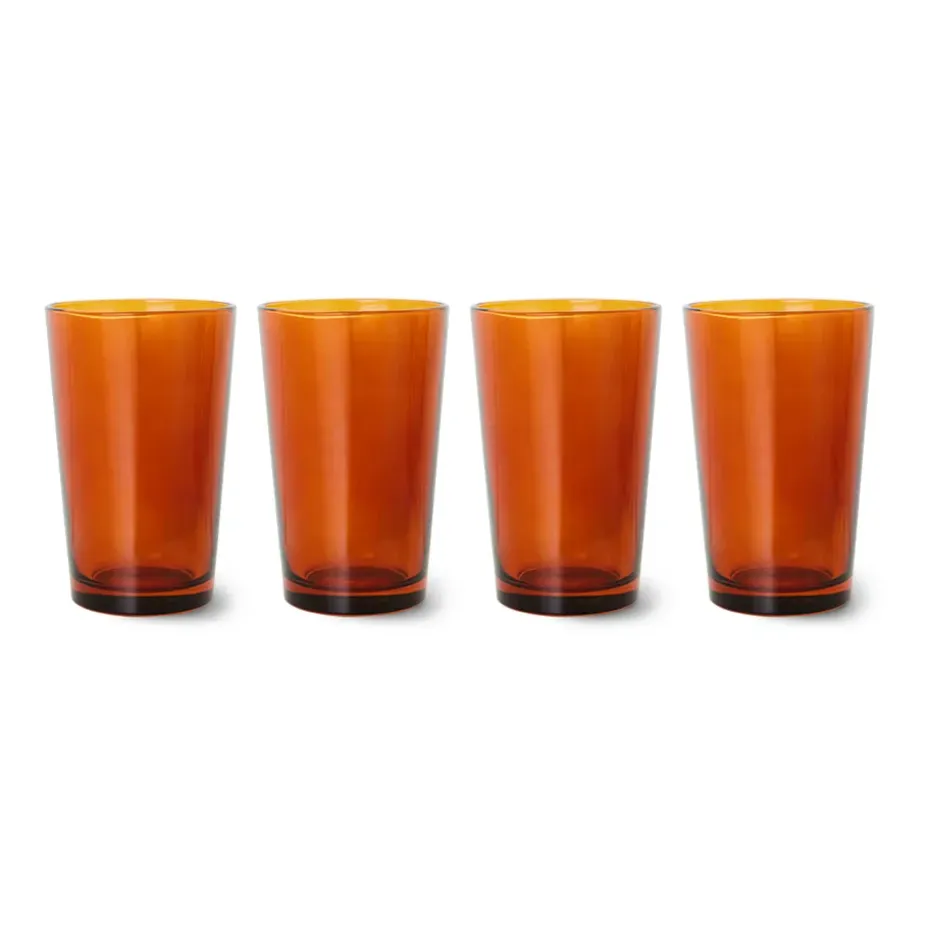 70's glassware theeglas 20 cl 4-pack, Amber brown