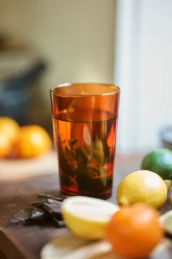 70's glassware theeglas 20 cl 4-pack, Amber brown
