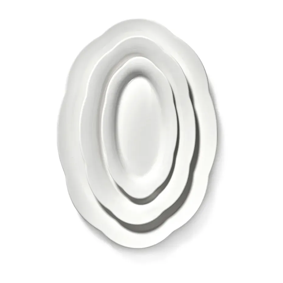 Silhouette ovaal diepe schaal L 21x30 cm 2-pack, White