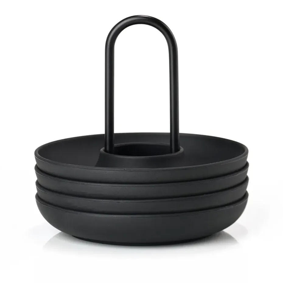 Singles eierdoppen 4-pack met houder, Black