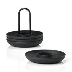 Singles eierdoppen 4-pack met houder, Black