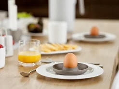 Singles eierdoppen 4-pack met houder, Taupe