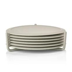 Singles glasonderzetter 6-pack met houder, Mud