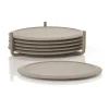Singles glasonderzetter 6-pack met houder, Taupe