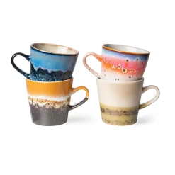 70's keramiek Americano mok 4-pack 26 cl, Pegasus