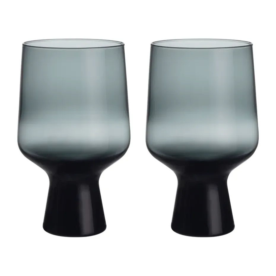 Solare glas op voet 40 cl 2-pack, Staalgrijs