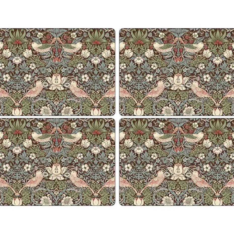 Strawberry Thief placemat 30x40 cm 4-pack, Bruin