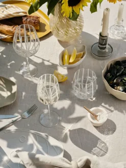 Stripe drinkglas 35 cl, Clear-white stripes