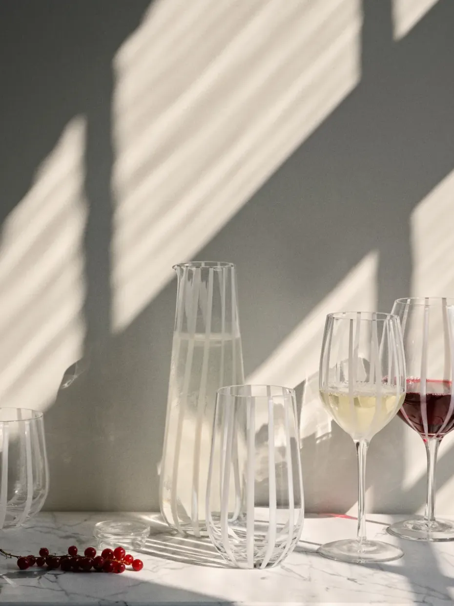 Stripe drinkglas 35 cl, Clear-white stripes
