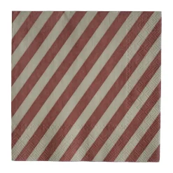 Stripe papieren servet 33x33 cm 20-pack, Dark red