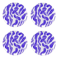 Sudd glasonderzetter Ø11 cm 4-pack, Blue-white