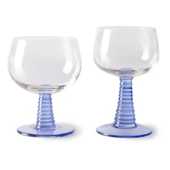 Swirl wijnglas hoog, Blue