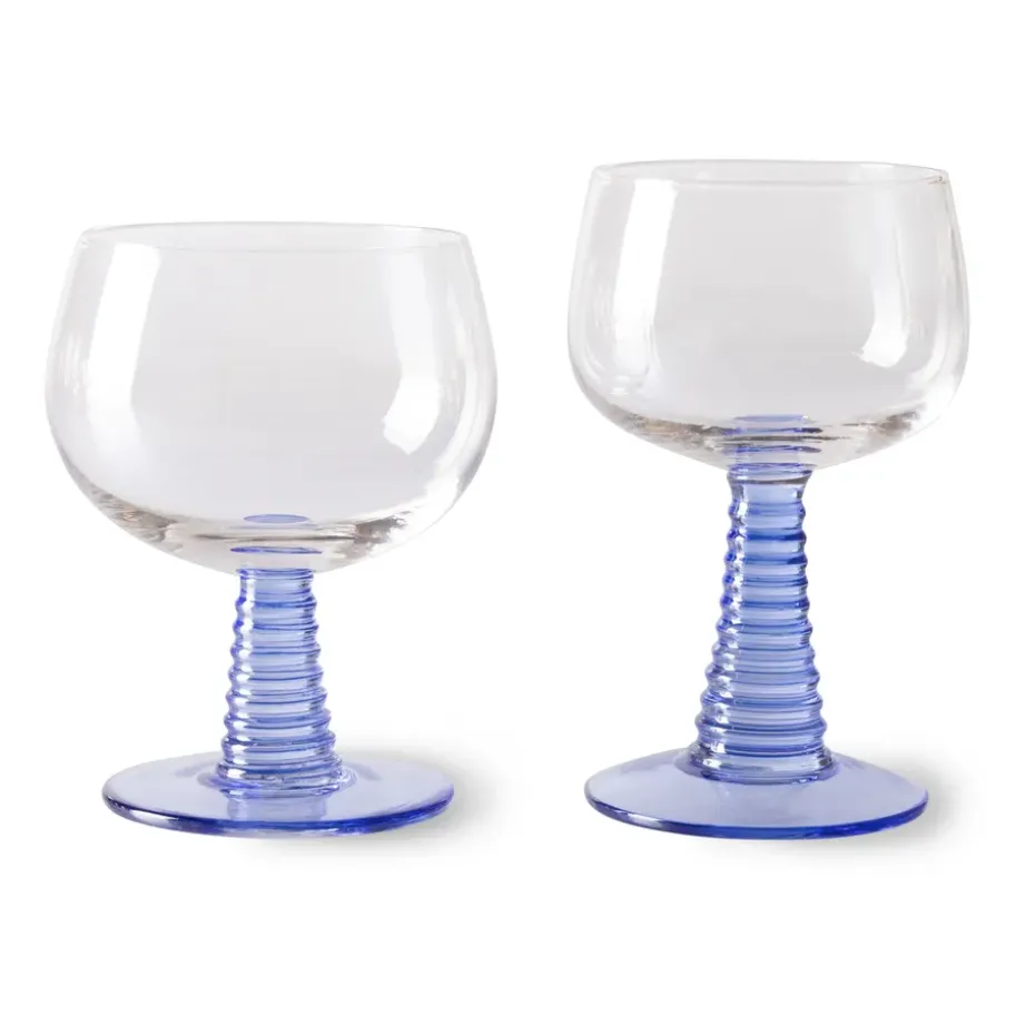 Swirl wijnglas hoog, Blue