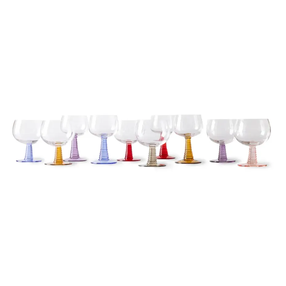 Swirl wijnglas laag, Blue