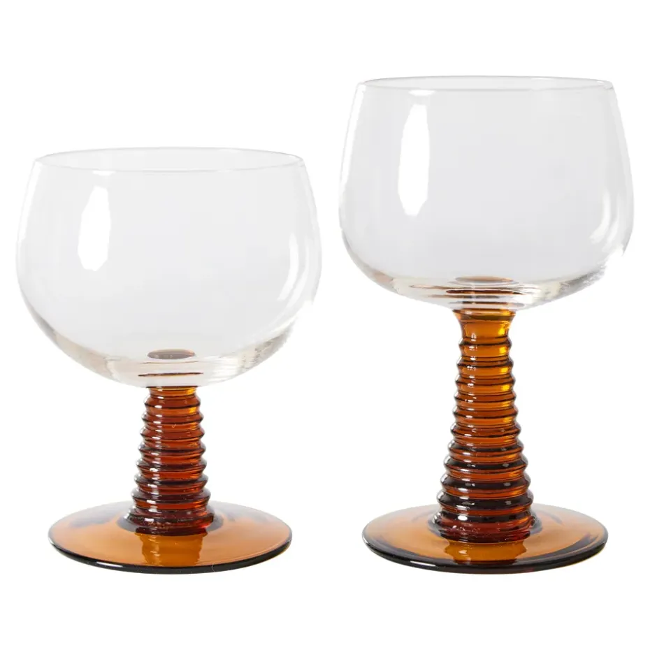 Swirl wijnglas laag, Ochre