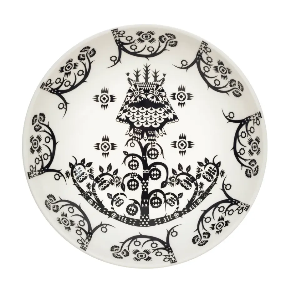 Taika diep bord 20 cm., zwart patroon